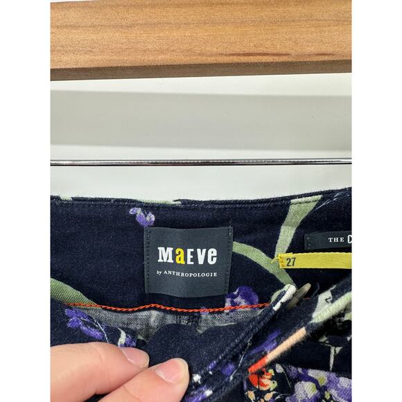 Anthropologie Maeve The Colette Dark Blue Floral Wide Leg Linen Pants Size 27 - Picture 3 of 16